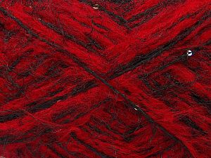 Fiber Content 70% Acrylic, 5% Paillette, 15% Polyester, 10% Wool, Red, Brand Ice Yarns, Black, fnt2-73013