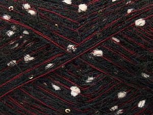 Composition 75% Acrylique, 5% Paillette, 20% Polyester, White, Brand Ice Yarns, Burgundy, Black, fnt2-73039 