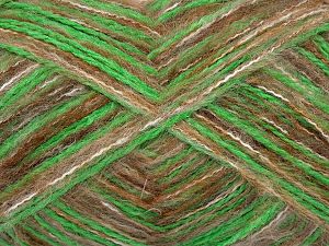 Fiber Content 80% Acrylic, 5% Wool, 5% Polyamide, 10% Polyester, Brand Ice Yarns, Green, Brown Shades, fnt2-73242