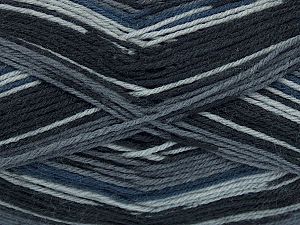 Machine Washable. Fiber Content 75% Superwash Wool, 25% Polyamide, Brand Ice Yarns, Grey Shades, Black, fnt2-74024