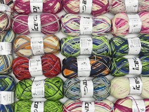 Colorway Sock Yarns Machine washable In this list; you see most recent 50 mixed lots. <br> To see all <a href=&/mixed_lots/o/4#list&>CLICK HERE</a> (Old ones have much better deals)<hr> Fiber Content 75% Superwash Wool, 25% Polyamide, Brand Ice Yarns, fnt2-74226
