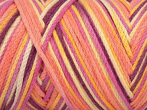 Please be advised that yarns are made of recycled cotton, and dye lot differences occur. Composition 80% Coton, 20% Polyamide, Yellow, Pink, Orange, Brand Ice Yarns, fnt2-74597