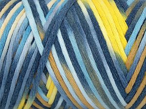 Please be advised that yarns are made of recycled cotton, and dye lot differences occur. Fiber Content 80% Cotton, 20% Polyamide, Yellow Shades, Brand Ice Yarns, Blue Shades, fnt2-74638 