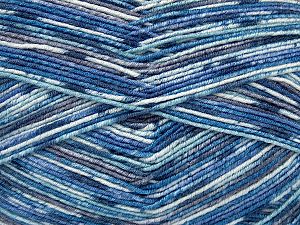 Composition 40% Laine, 40% Coton, 3% Élasthanne, 17% Polyamide, White, Purple Shades, Brand Ice Yarns, Blue Shades, fnt2-75485