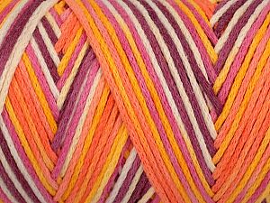 Please be advised that yarns are made of recycled cotton, and dye lot differences occur. Fiber Content 80% Cotton, 20% Polyamide, Purple, Pink Shades, Orange Shades, Brand Ice Yarns, fnt2-75877