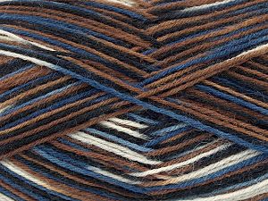 Composition 75% Superwash Wool, 25% Polyamide, Brand Ice Yarns, Brown, Blue, Black, Beige, fnt2-76052