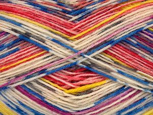 Composition 75% Superwash Wool, 25% Polyamide, Yellow, Red, Pink, Brand Ice Yarns, Grey, Cream, Blue, fnt2-76061