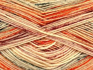 Please note that this is a spray-painted yarn. Colors in different lots may vary because of the charateristics of the yarn. Also see the package photos for the colorway in full; as skein photos may not show all colors. Vezelgehalte 75% superwash wol, 25% Polyamide, Orange, Brand Ice Yarns, Dark Green, Cream, Burgundy, fnt2-76286 