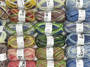 Colorway Sock Yarns Machine washable In this list; you see most recent 50 mixed lots. <br> To see all <a href=&/mixed_lots/o/4#list&>CLICK HERE</a> (Old ones have much better deals)<hr> Fiber Content 75% Superwash Wool, 25% Polyamide, Brand Ice Yarns, fnt2-76311