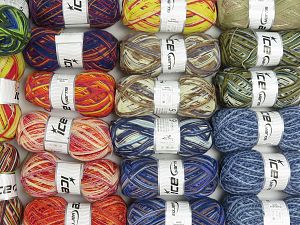 Colorway Sock Yarns Machine washable In this list; you see most recent 50 mixed lots. <br> To see all <a href=&/mixed_lots/o/4#list&>CLICK HERE</a> (Old ones have much better deals)<hr> Fiber Content 75% Superwash Wool, 25% Polyamide, Brand Ice Yarns, fnt2-76320