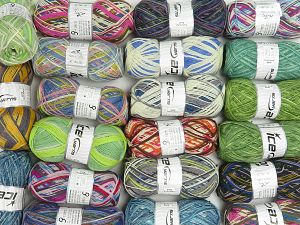 Colorway Sock Yarns Machine washable In this list; you see most recent 50 mixed lots. <br> To see all <a href=&/mixed_lots/o/4#list&>CLICK HERE</a> (Old ones have much better deals)<hr> Fiber Content 75% Superwash Wool, 25% Polyamide, Brand Ice Yarns, fnt2-76346