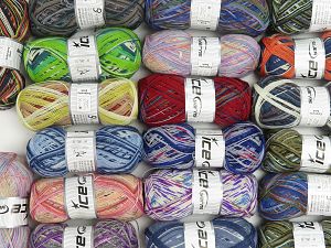 Colorway Sock Yarns Machine washable In this list; you see most recent 50 mixed lots. <br> To see all <a href=&/mixed_lots/o/4#list&>CLICK HERE</a> (Old ones have much better deals)<hr> Fiber Content 75% Superwash Wool, 25% Polyamide, Brand Ice Yarns, fnt2-76348