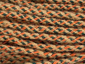 Composition 70% Hemp Yarn, 30% Coton, Orange, Natural, Brand Ice Yarns, Dark Green, fnt2-76456 