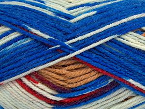 Composition 75% Superwash Wool, 25% Polyamide, Water Green, Red Shades, Brand Ice Yarns, Camel, Blue, fnt2-76529