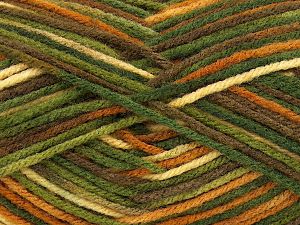 Composition 100% Acrylique, Brand Ice Yarns, Green Shades, Gold, Cream, Brown, fnt2-76595
