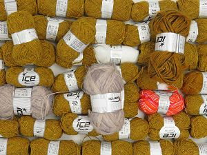 Winter Yarns Gold colored yarns has got Silk and Cashmere content. Ignore the labels on the products as shown in the photos. Correct description of the items are in their names. In this list; you see most recent 50 mixed lots. <br> To see all <a href=&/mixed_lots/o/4#list&>CLICK HERE</a> (Old ones have much better deals)<hr> Brand Ice Yarns, fnt2-76696