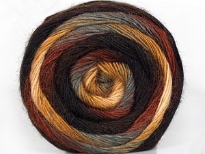 This is a self-striping yarn. Please see package photo for the color combination. Composition 100% Acrylique haut de gamme, Brand Ice Yarns, Grey, Cream, Brown Shades, fnt2-76783