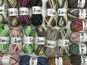 Sock Yarns In this list; you see most recent 50 mixed lots. <br> To see all <a href=&/mixed_lots/o/4#list&>CLICK HERE</a> (Old ones have much better deals)<hr> Fiber Content 75% Superwash Wool, 25% Polyamide, Brand Ice Yarns, fnt2-77291