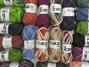 Sock Yarns In this list; you see most recent 50 mixed lots. <br> To see all <a href=&/mixed_lots/o/4#list&>CLICK HERE</a> (Old ones have much better deals)<hr> Fiber Content 75% Superwash Wool, 25% Polyamide, Brand Ice Yarns, fnt2-77292
