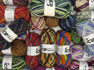Sock Yarns In this list; you see most recent 50 mixed lots. <br> To see all <a href=&/mixed_lots/o/4#list&>CLICK HERE</a> (Old ones have much better deals)<hr> Fiber Content 75% Superwash Wool, 25% Polyamide, Brand Ice Yarns, fnt2-77314
