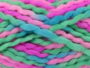 Fiber Content 70% Wool, 30% Acrylic, Turquoise, Pink Shades, Brand Ice Yarns, Green, fnt2-77927 