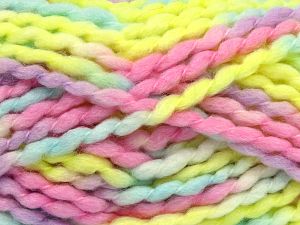 Composition 70% Laine, 30% Acrylique, Yellow, Turquoise, Pink, Lilac, Brand Ice Yarns, fnt2-77928 