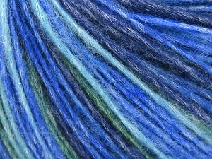 Vezelgehalte 66% Merino wol, 34% Biologische katoen, Brand Ice Yarns, Green, Blue Shades, fnt2-78042 