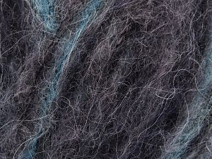 Contenido de fibra 41% Kid Mohair, 41% Alpaca Superfine, 2% Elastan, 16% De nylon, Turquoise, Brand Ice Yarns, Grey, Black, fnt2-78077 
