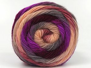 This is a self-striping yarn. Please see package photo for the color combination. Composition 100% Acrylique haut de gamme, Salmon Shades, Purple Shades, Brand Ice Yarns, Grey, fnt2-78563 