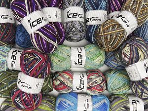 Colorway Sock Yarns Machine washable In this list; you see most recent 50 mixed lots. <br> To see all <a href=&/mixed_lots/o/4#list&>CLICK HERE</a> (Old ones have much better deals)<hr> İçerik 75% Superwash Wool, 25% Polyamid, Brand Ice Yarns, fnt2-78628