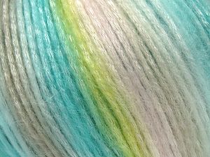 Composition 56% Polyester, 44% Acrylique, Yellow, Turquoise, Light Grey, Brand Ice Yarns, Green, Baby Pink, Yarn Thickness 4 Medium Worsted, Afghan, Aran, fnt2-78641 