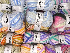 Self Striping Yarns In this list; you see most recent 50 mixed lots. <br> To see all <a href=&amp/mixed_lots/o/4#list&amp>CLICK HERE</a> (Old ones have much better deals)<hr> Vezelgehalte 100% Acryl, Brand Ice Yarns, fnt2-78752 