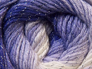 Fiber Content 95% Acrylic, 5% Lurex, White, Silver, Lilac, Brand Ice Yarns, Yarn Thickness 3 Light DK, Light, Worsted, fnt2-22061