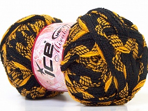 Composition 100% Acrylique, Brand Ice Yarns, Dark Yellow, Black, Yarn Thickness 6 SuperBulky Bulky, Roving, fnt2-25157