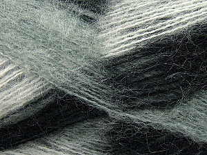 Fiber Content 70% Mohair, 30% Acrylic, White, Brand Ice Yarns, Grey, Black, Yarn Thickness 3 Light DK, Light, Worsted, fnt2-35062 