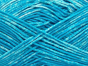 Strong pure cotton yarn in beautiful colours, reminiscent of bleached denim. Machine washable and dryable. Fiber Content 100% Cotton, White, Turquoise, Brand Ice Yarns, Yarn Thickness 3 Light DK, Light, Worsted, fnt2-42574