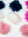 Mixed Lot of 8 Faux Fur PomPoms Diameter around 7cm (3&amp) Multicolor, Brand Ice Yarns, acs-1502 