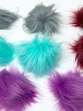 Mixed Lot of 8 Faux Fur PomPoms Diameter around 7cm (3&amp) Multicolor, Brand Ice Yarns, acs-1507 