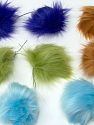 Mixed Lot of 8 Faux Fur PomPoms Diameter around 7cm (3&amp) Multicolor, Brand Ice Yarns, acs-1509 