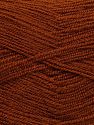Very thin yarn. It is spinned as two threads. So you will knit as two threads. Yardage information is for only one strand. Vezelgehalte 100% Acryl, Brand Ice Yarns, Brown, fnt2-69563 