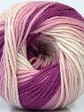 Fiber Content 50% Acrylic, 50% Cotton, White, Pink Shades, Lavender, Brand Ice Yarns, fnt2-72863 