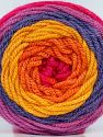 This is a self-striping yarn. Please see package photo for the color combination. Composition 80% Acrylique, 20% Laine, Yellow, Orchid, Orange, Lavender, Brand Ice Yarns, Fuchsia, fnt2-73288 