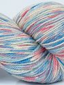 Fiber Content 85% Superwash Merino Wool, 15% Silk, Pink Shades, Brand Ice Yarns, Ecru, Blue Shades, fnt2-73900 