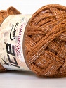 A beautiful new scarf yarn. One ball is enough to make a beautiful scarf. Knitting instructions are included! Composition 95% Acrylique, 5% Lurex, Light Brown, Brand Ice Yarns, Yarn Thickness 6 SuperBulky Bulky, Roving, fnt2-21926 